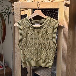 Miss Love Lemon Lime Cable Knit Sweater Vest